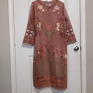 Imrozia pink/blush 3 piece Pakistani suit. Size is L.